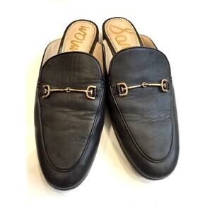 Sam Edelman Linnie Black Leather Flats Loafers Slip On Mule Size 6.5